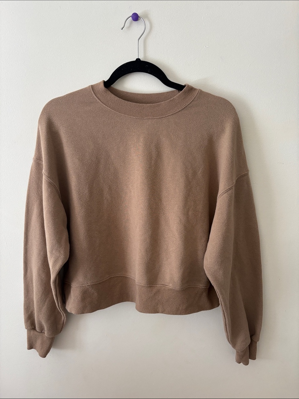 Pull&Bear Ribbed Crewneck Sweater in Light Taupe